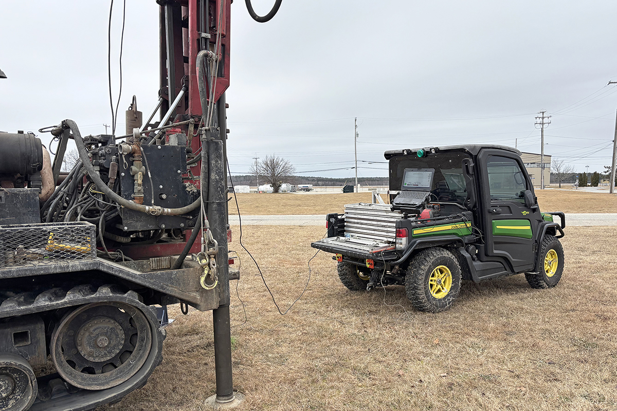 Test boring rig set up for Cone Penetration Testing.